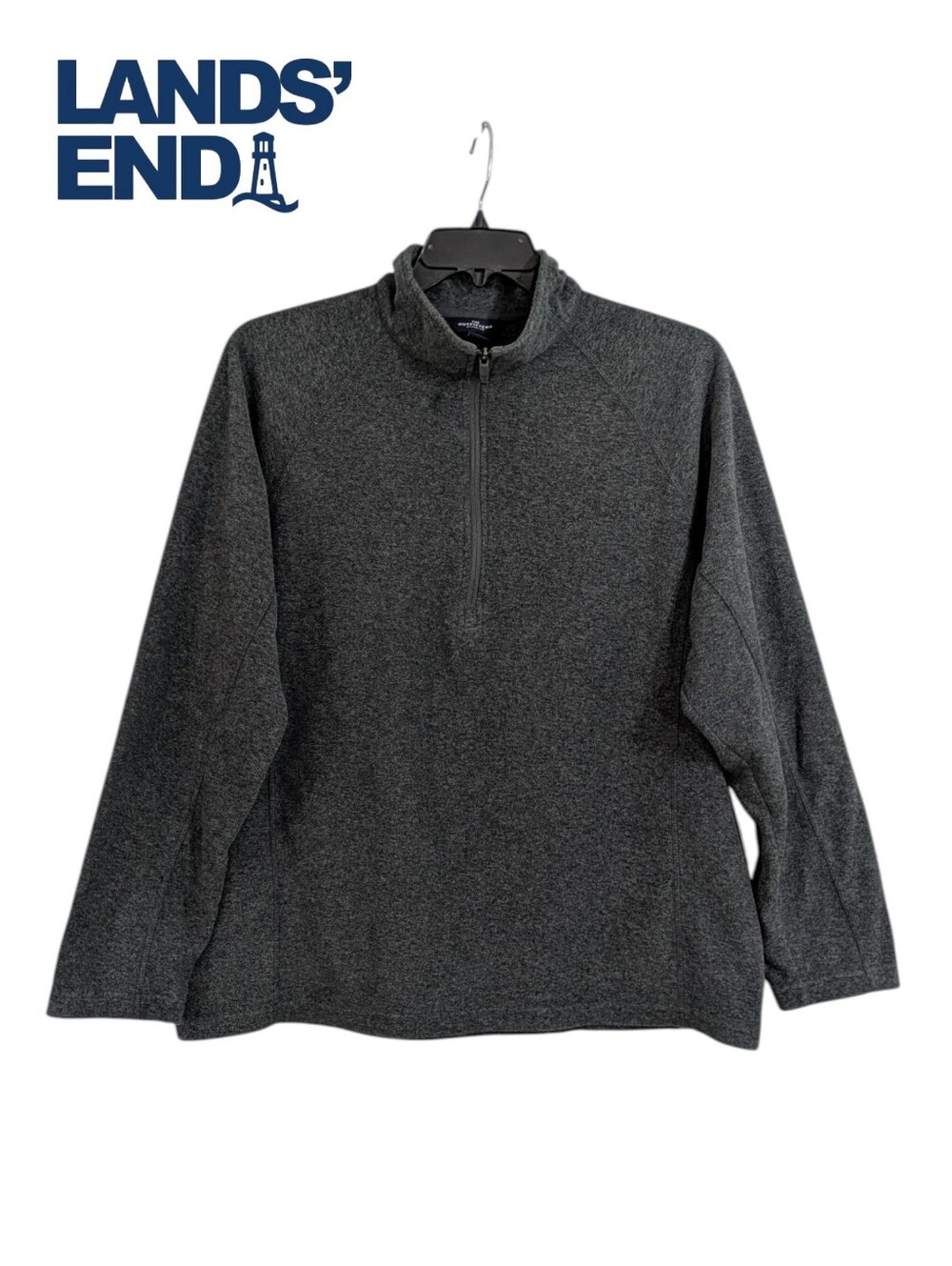 The Outfitters By Lands' End Grey Quarter Zip Pullover - Size Large Mens